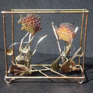 Brutalist Mixed Metal Fish Waterless Aquarium Sculpture Vintage 1960s